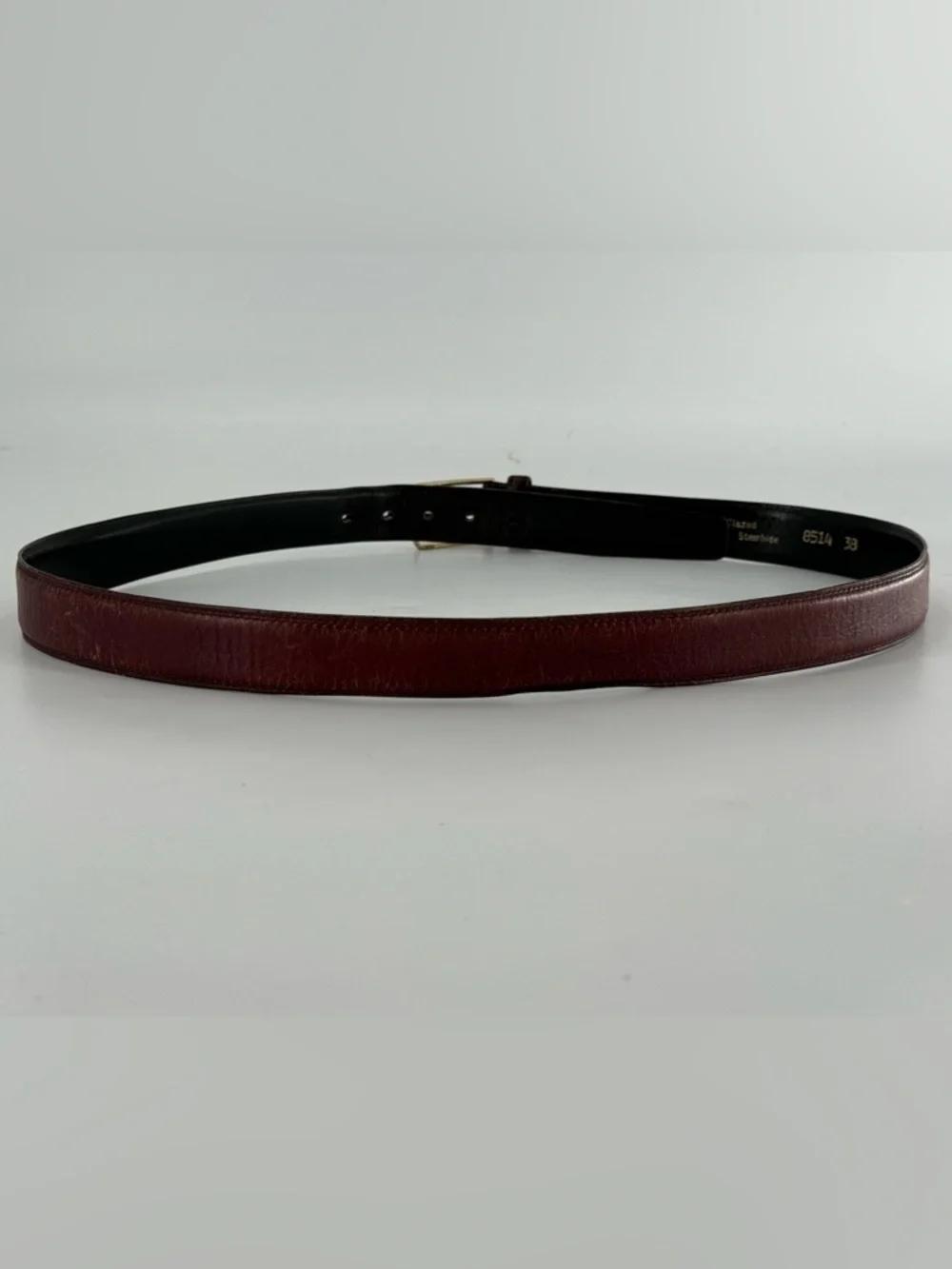 Lejon Vintage Brown‎ Aniline Steer Hide Leather Belt Made in USA 38